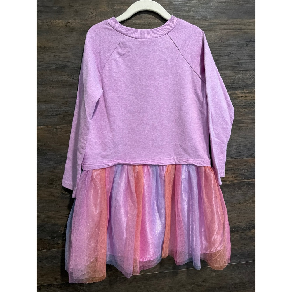 Disney Frozen Anna Tutu Dress Girls 6-6X Purple Sweatshirt Glitter Tulle Skirt - Picture 2 of 6